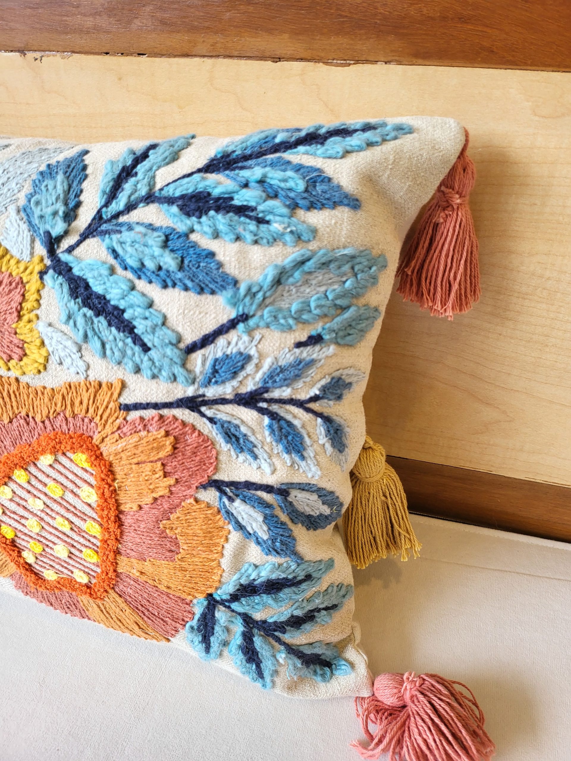 Six Tassels Premium Embroidery Tufted Cushion (14"x20") 3 Six Tassels Premium Embroidery Tufted Cushion (14"x20") - Image 3