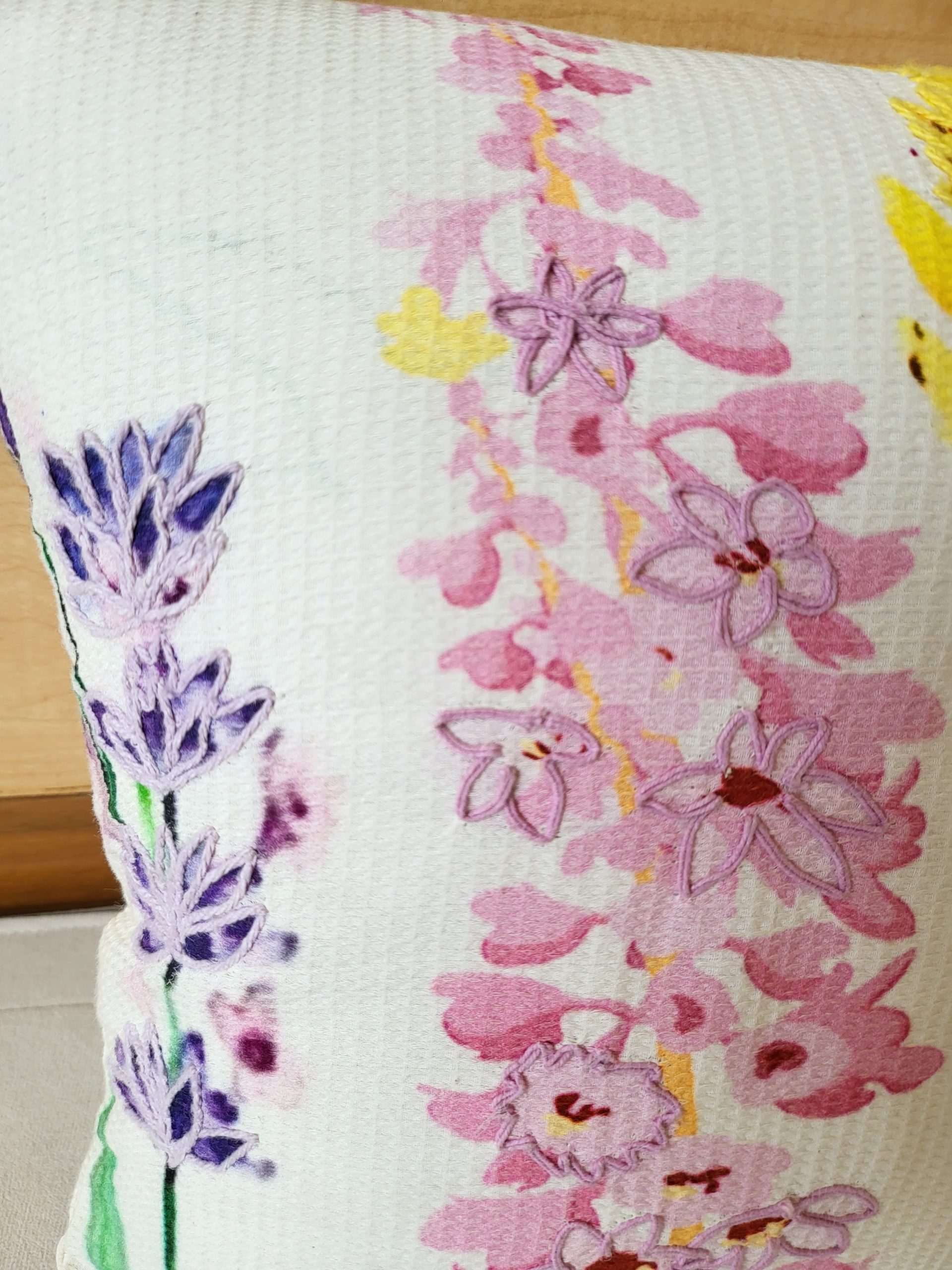 Lavendar Premium Embroidery Tufted Cushion (14"x20") 4 Lavendar Premium Embroidery Tufted Cushion (14"x20") - Image 4