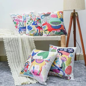 Deer Set Of 5 Cushion Cover  Only (16x16 inch)