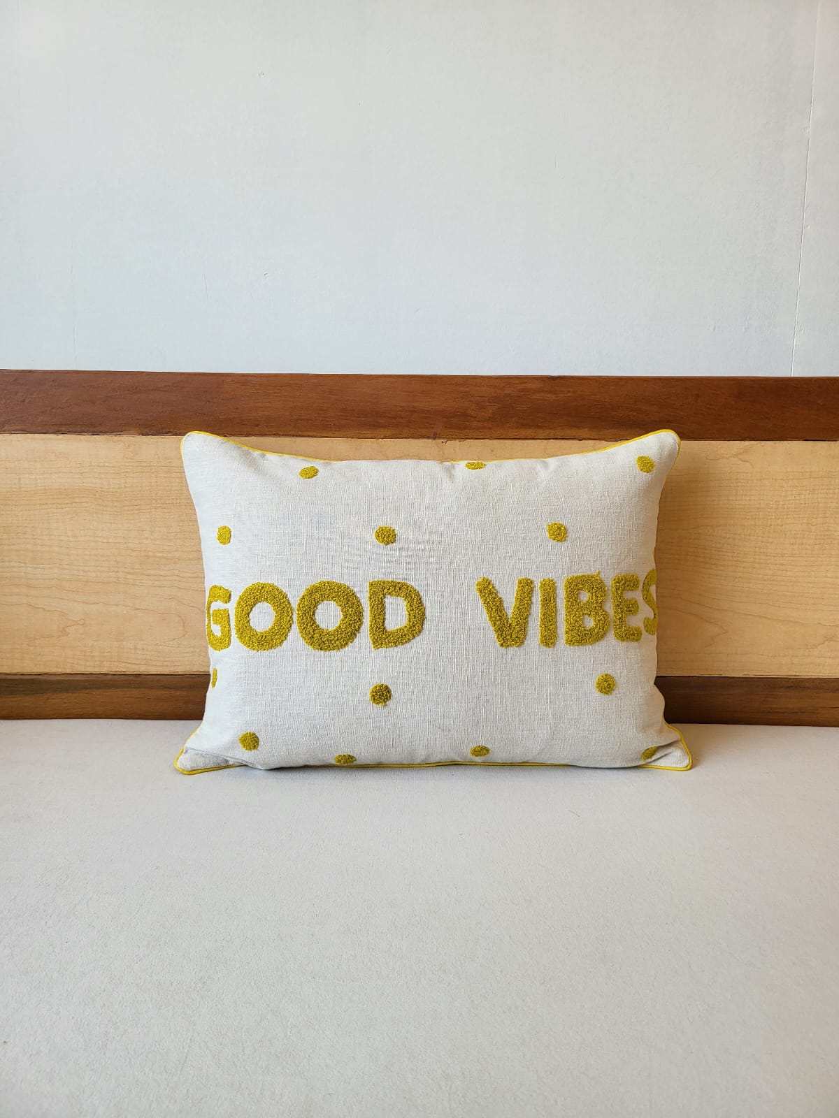 Good Vibes Premium Embroidery Tufted Cushion (14"x20") 1 Good Vibes Premium Embroidery Tufted Cushion (14"x20")