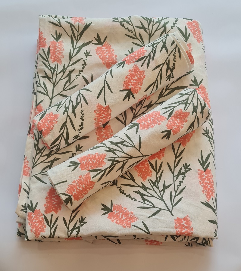 Pink And Green Comb Cotton Printed Bedshseet With Bag 5 Pink And Green Comb Cotton Printed Bedshseet With Bag - Image 5
