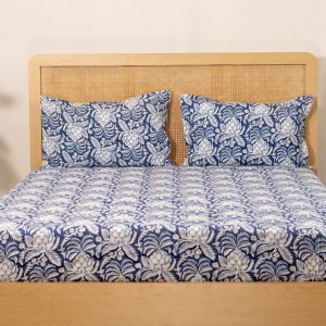 Blue Artichoke Cotton Bedsheet With Bag