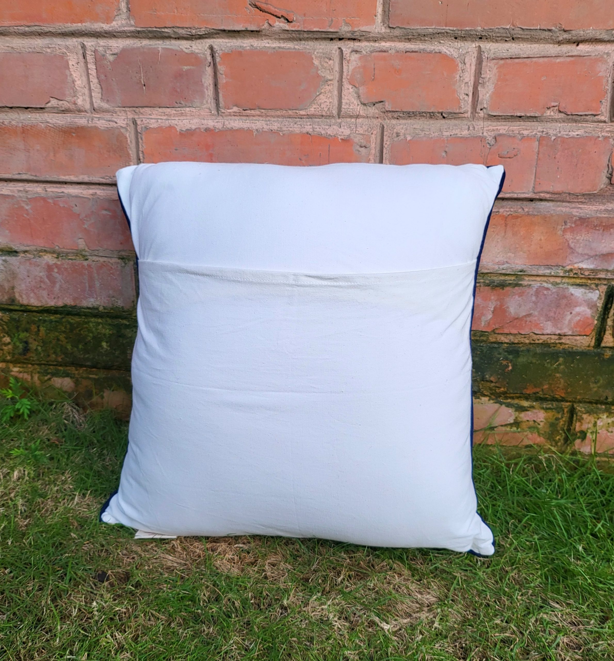 Blue Bird Piping Cotton Cushion Cover (16x16 inch) 4 Blue Bird Piping Cotton Cushion Cover (16x16 inch) - Image 4