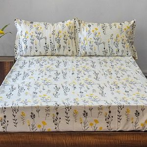 Yellow Lavender Cotton Bedsheet With Bag