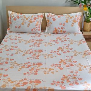 Orange Peepal Bot Bedsheet With Bag