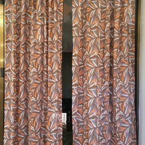 Brown Leaves Set Of 2 Sheer Curtains