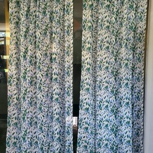 Green Leaves Set Of 2 Sheer Curtains
