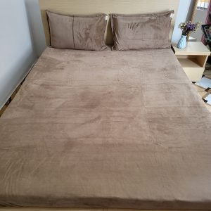 Camel Velvet Fitted/Elastic Bedsheet