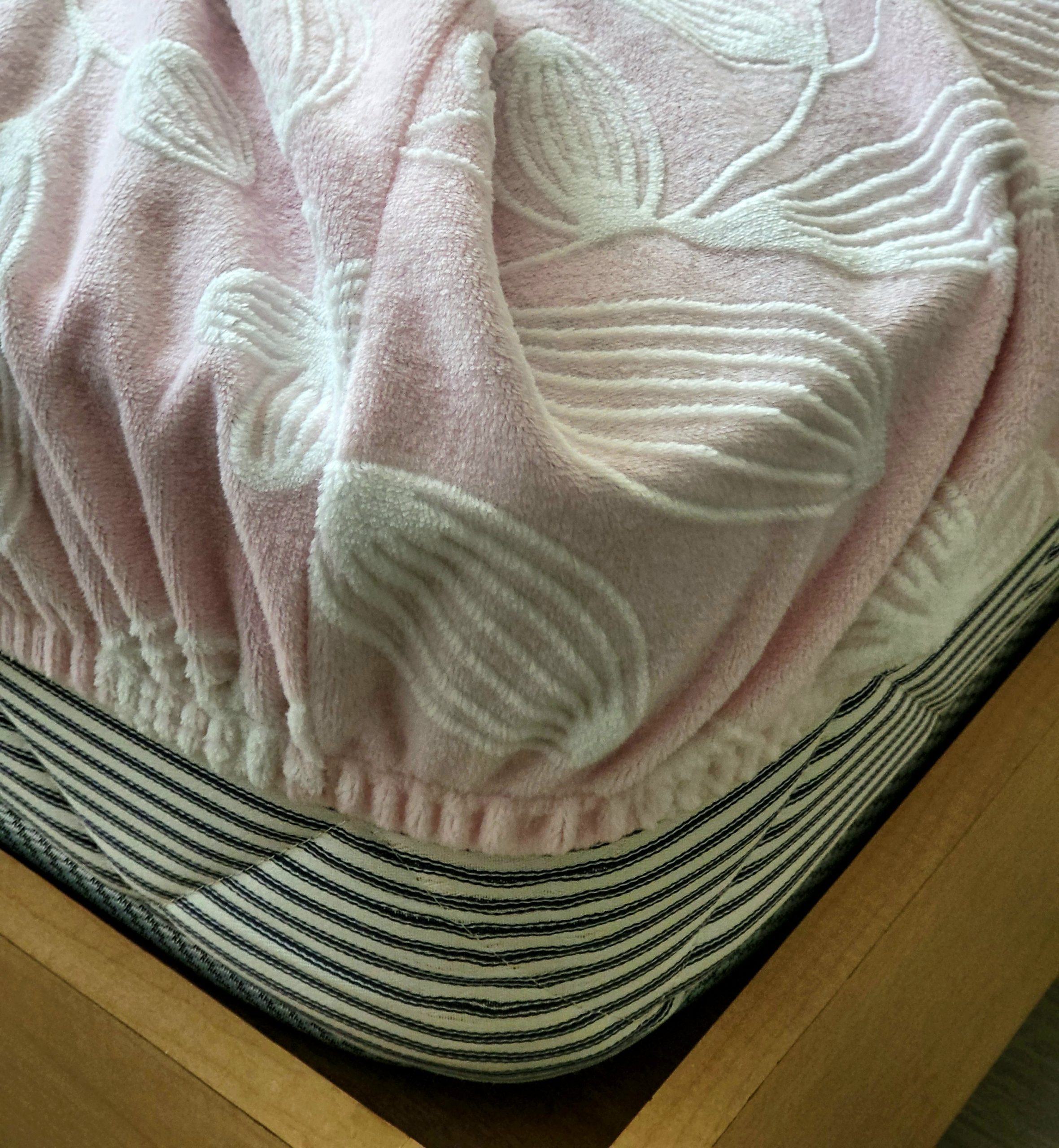 Pink Leaves Velvet Fitted/Elastic Bedsheet 4 Pink Leaves Velvet Fitted/Elastic Bedsheet - Image 4
