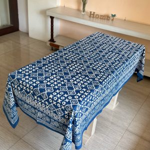 Blue Geometric Cotton Table/Bed Cover