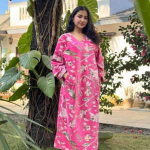 Pink Base Premium Cotton Velvet Gown
