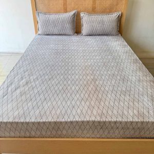 Barfi Print Velvet Fitted/Elastic Bedsheet