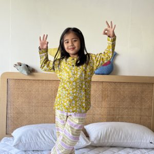 Yellow Flower Kids Cotton Pyjama/Pajama Sets