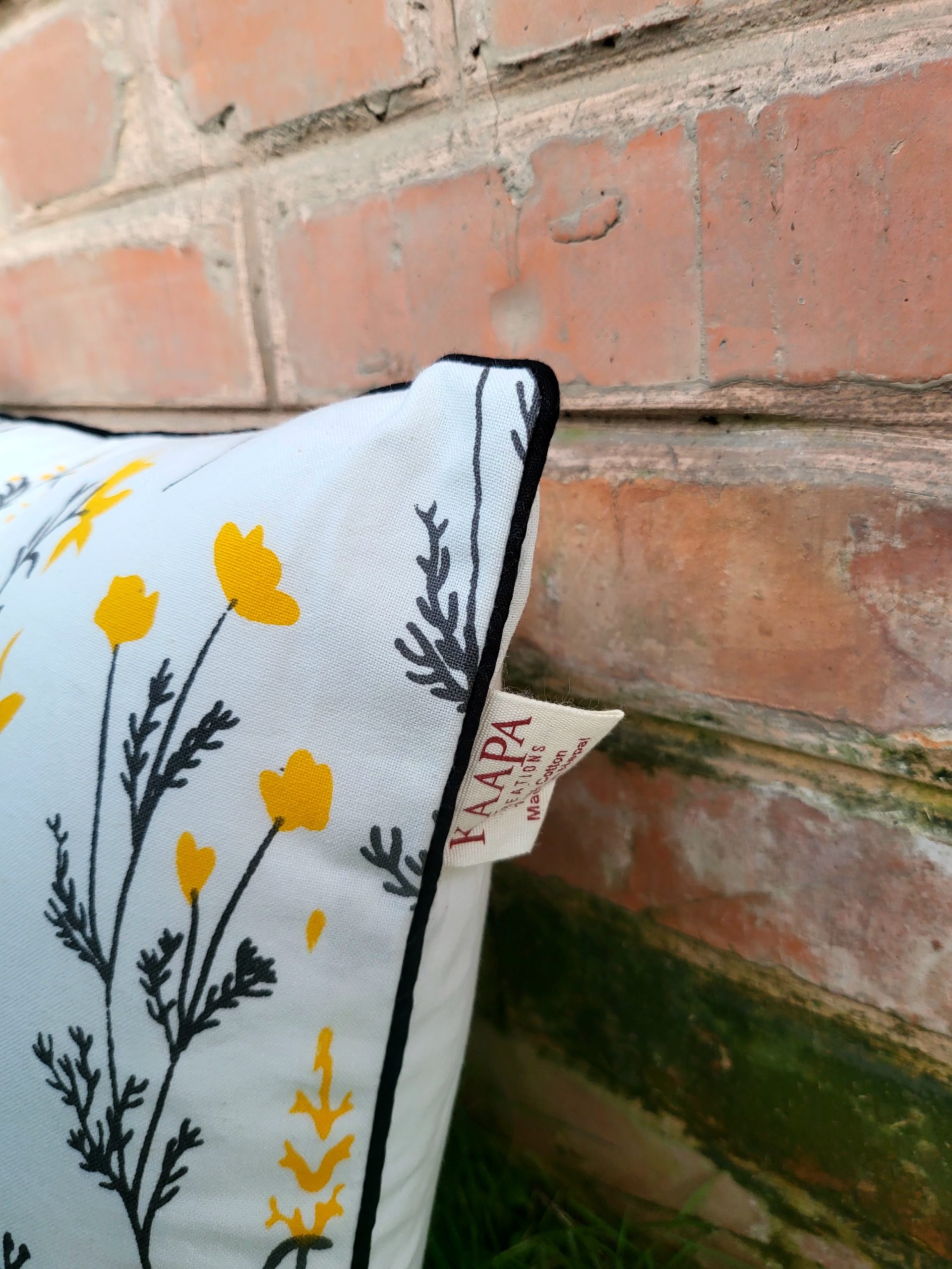 Yellow Lavender Piping Cotton Cushion Cover (18 x 18 inch) 2 Yellow Lavender Piping Cotton Cushion Cover (18 x 18 inch) - Image 2
