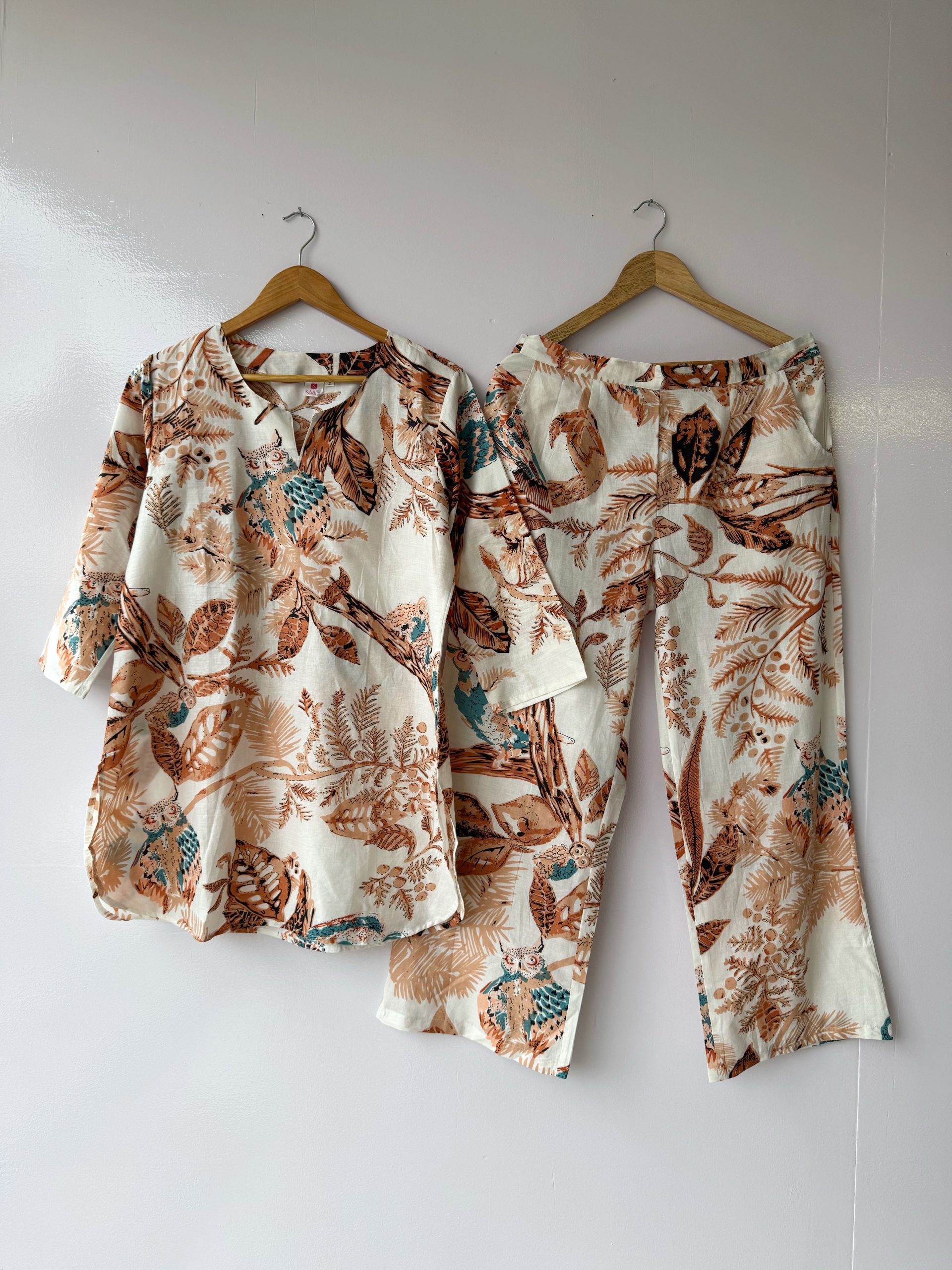 Brownish Owl V-Neck Kurthi pant Co-ord Set 2 Brownish Owl V-Neck Kurthi pant Co-ord Set - Image 2