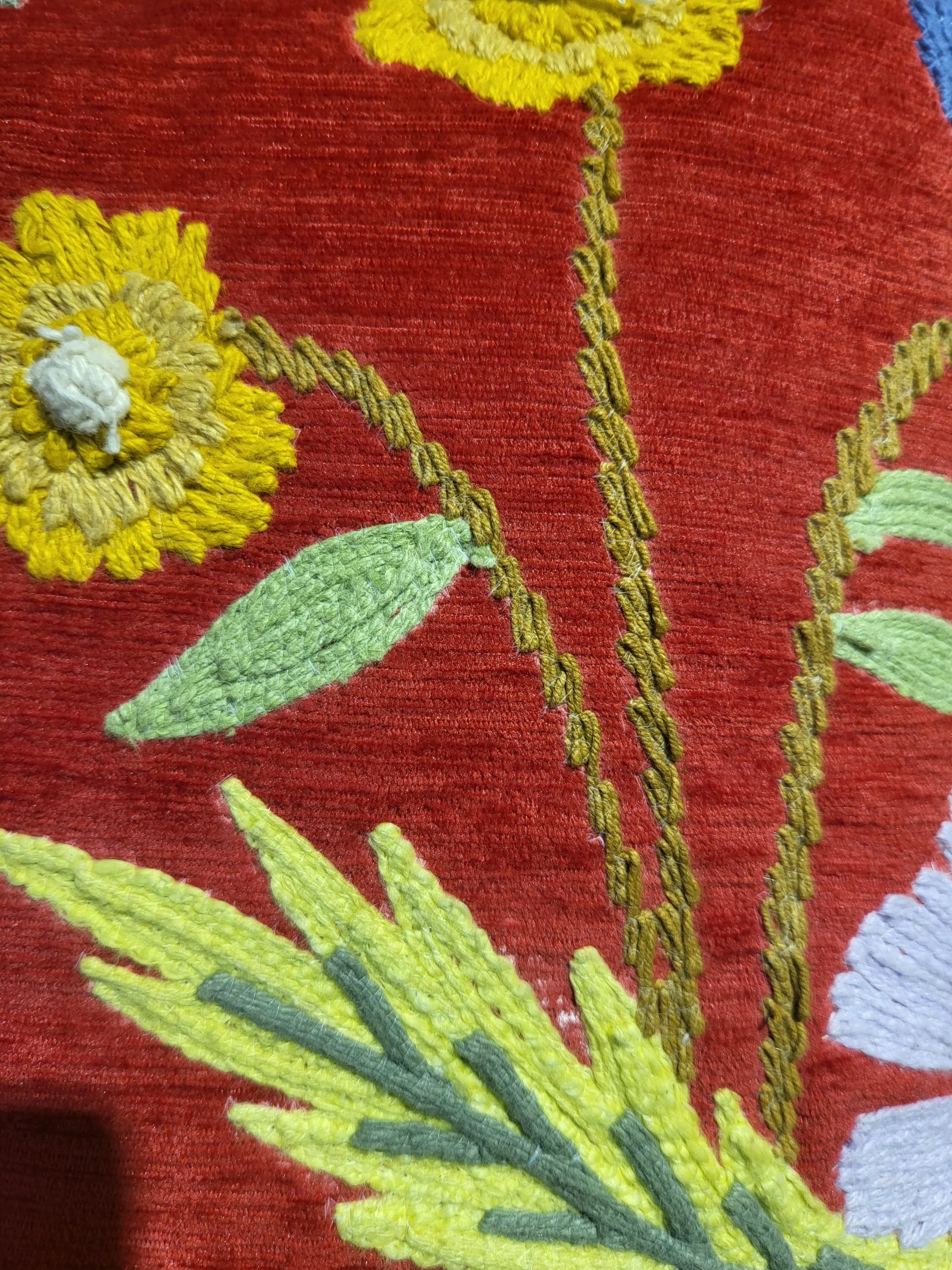 Purple Flower With Red Base Embroidery Cushion (18 x 18 inch) 3 Purple Flower With Red Base Embroidery Cushion (18 x 18 inch) - Image 3