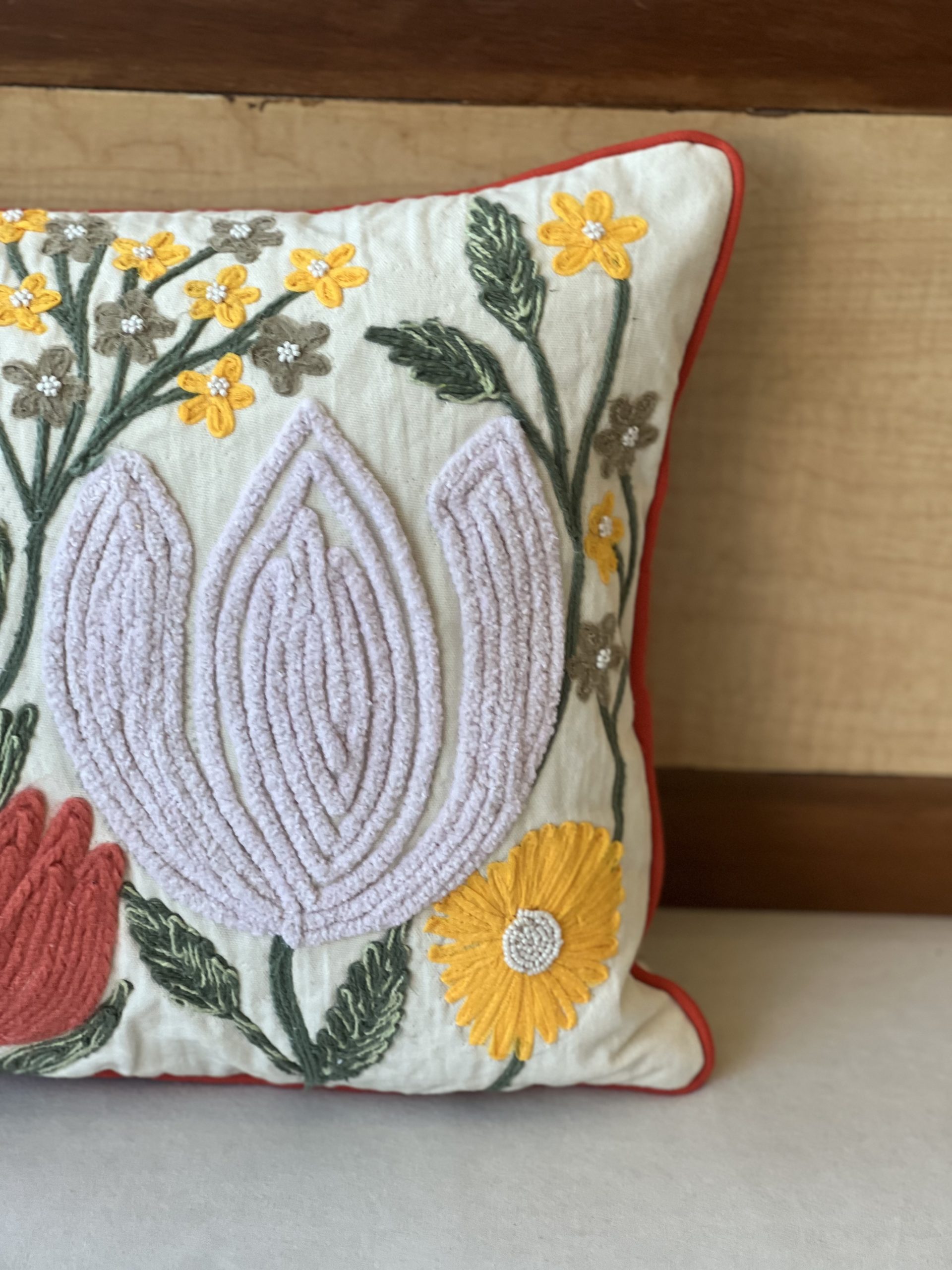 Tulip Embroidery Cushion Cover (14 x 20 inch) 3 Tulip Embroidery Cushion Cover (14 x 20 inch) - Image 3