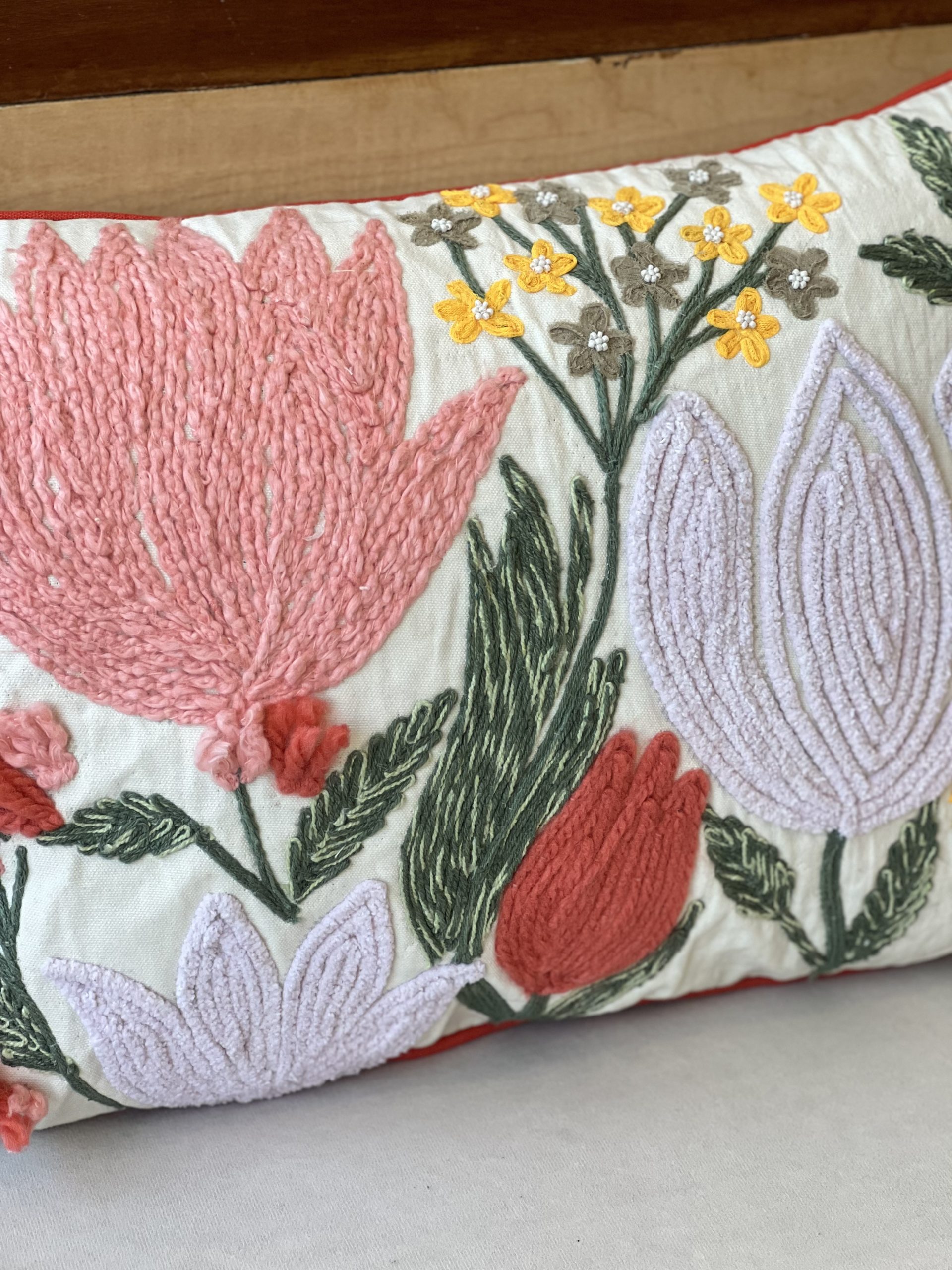 Tulip Embroidery Cushion Cover (14 x 20 inch) 2 Tulip Embroidery Cushion Cover (14 x 20 inch) - Image 2