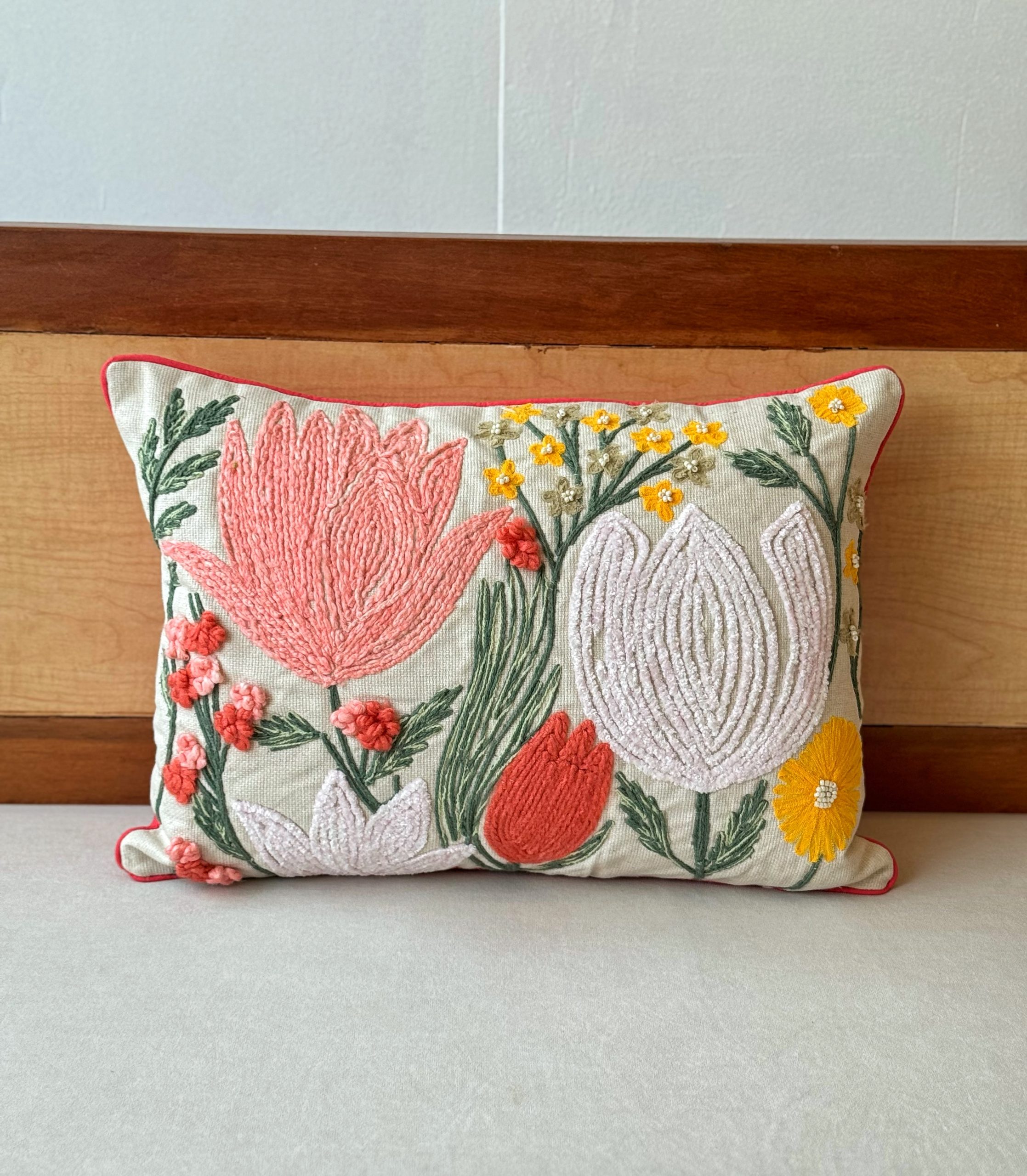 Tulip Embroidery Cushion Cover (14 x 20 inch) 1 Tulip Embroidery Cushion Cover (14 x 20 inch)