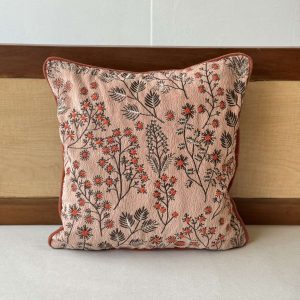 Cosmos Flower Embroidery Cushion (16 x 16 inch)