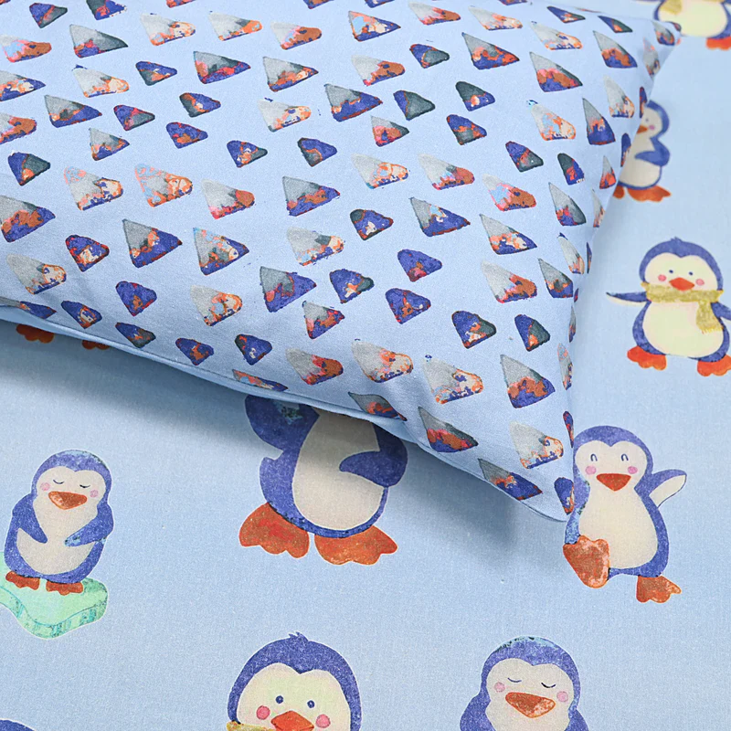 Blue Penguin Pure Cotton Kids Bedsheet 4 Blue Penguin Pure Cotton Kids Bedsheet - Image 4