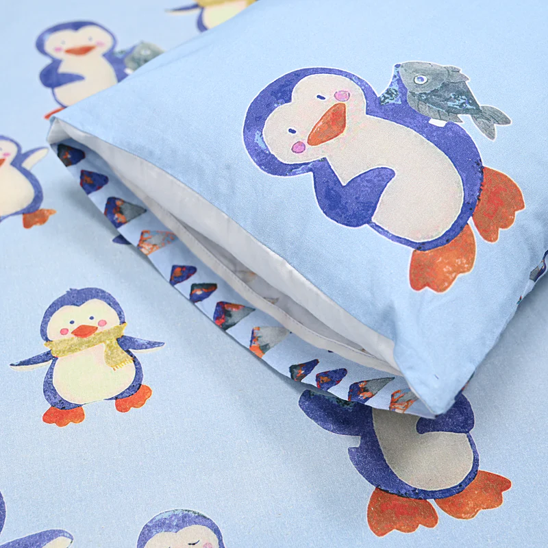 Blue Penguin Pure Cotton Kids Bedsheet 3 Blue Penguin Pure Cotton Kids Bedsheet - Image 3