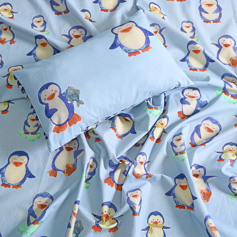 Blue Penguin Pure Cotton Kids Bedsheet 1 Blue Penguin Pure Cotton Kids Bedsheet