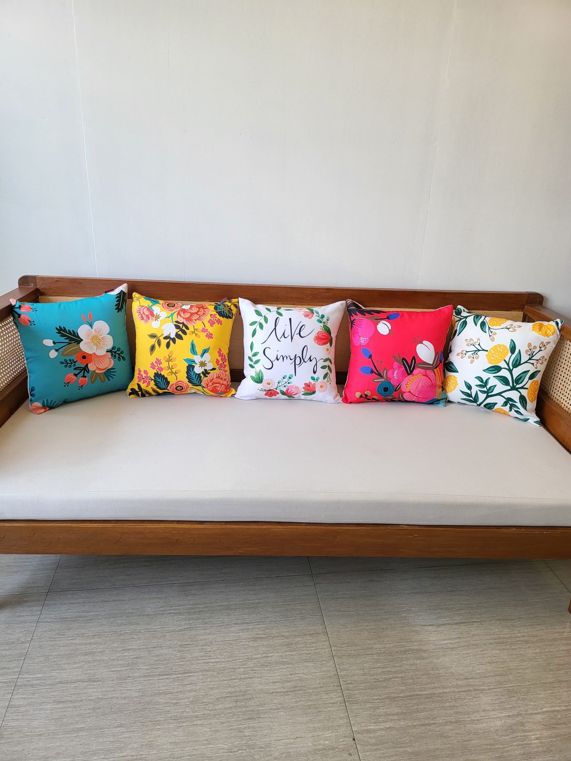 Yellow Live Simply Set Of 5 Cushion Cover Only (16 x 16 inch) 2 Yellow Live Simply Set Of 5 Cushion Cover Only (16 x 16 inch) - Image 2