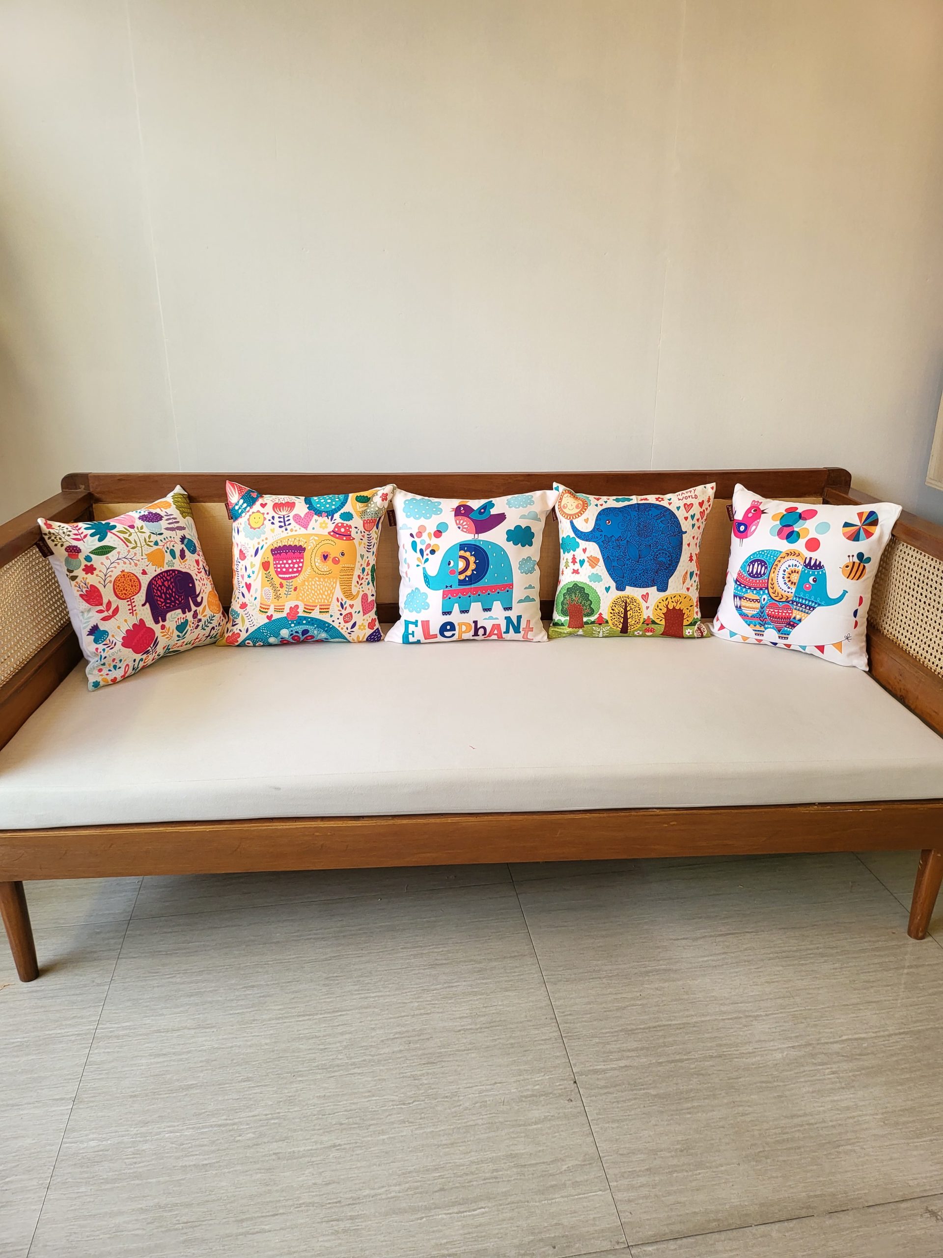 Elephant Set Of 5 Cushion Cover Only (16 x 16 inch) 2 Elephant Set Of 5 Cushion Cover Only (16 x 16 inch) - Image 2