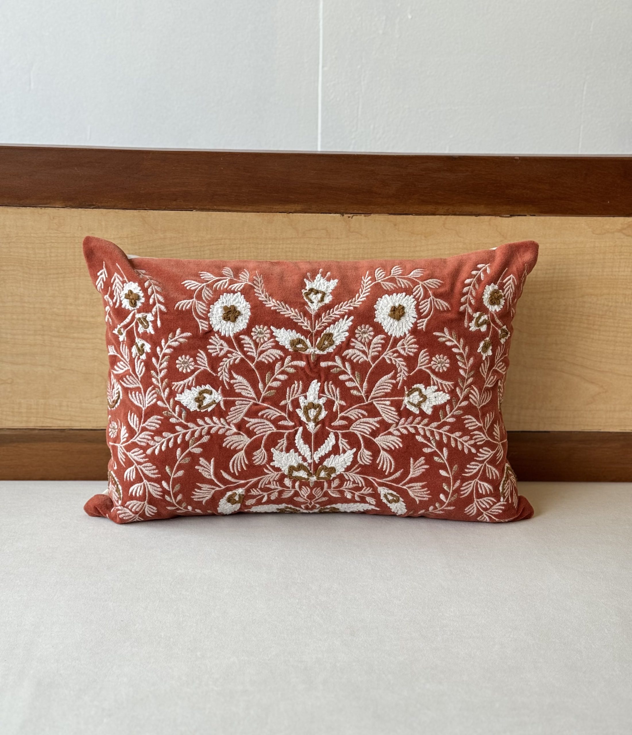 Brown Base Embroidery Cushion Cover (14 x 20 inch) 1 Brown Base Embroidery Cushion Cover (14 x 20 inch)