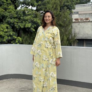 Light Green Cotton Wrap Gown