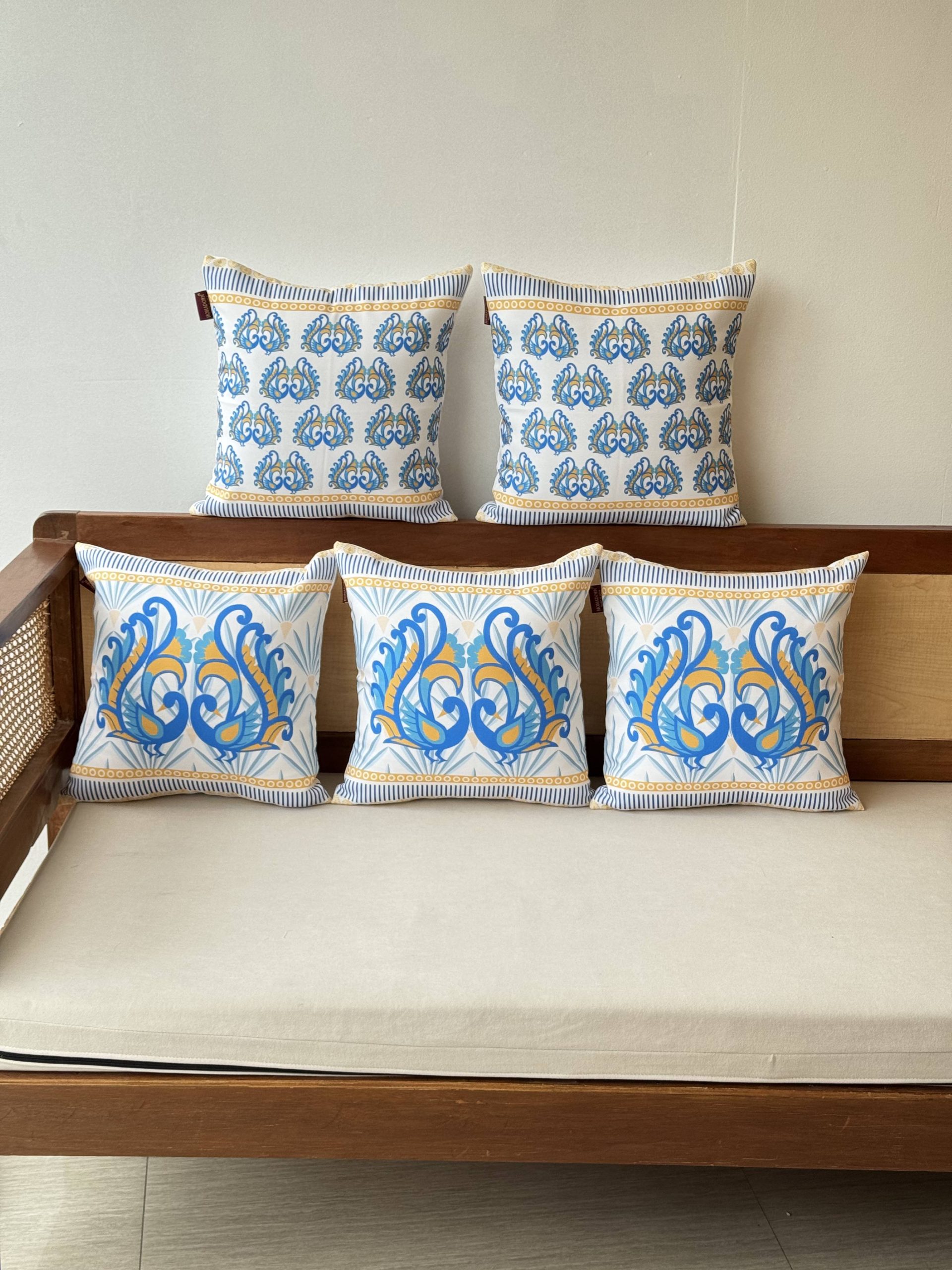Peacock Set Of 5 Cushion Cover Only 1 Peacock Set Of 5 Cushion Cover Only