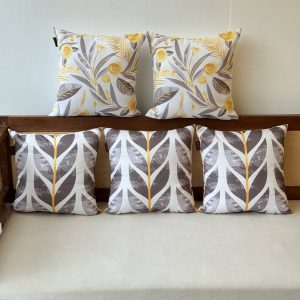 Yellow Flower Set Of 5 Cushion Cover Only
