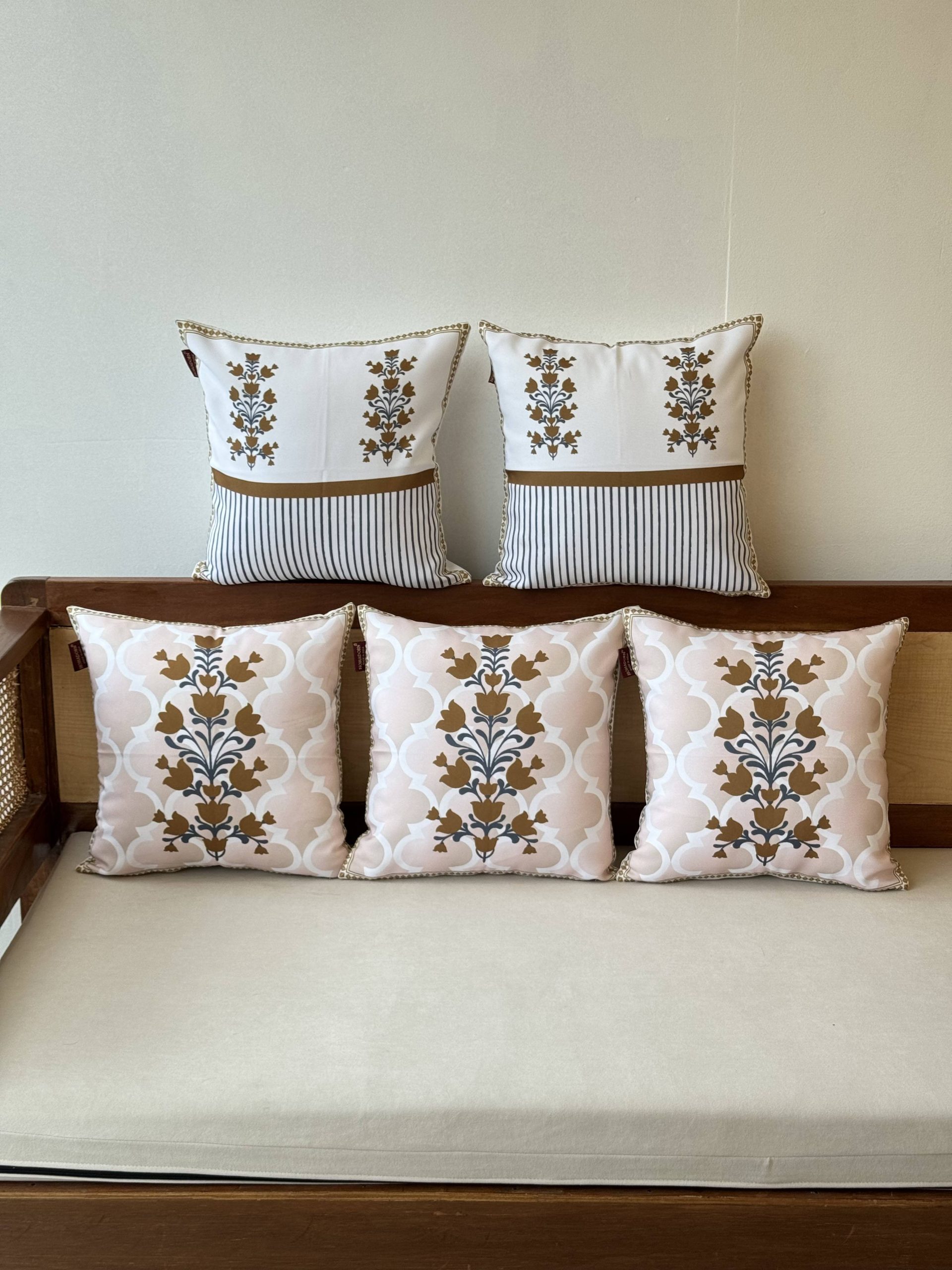 Golden Flower Set Of 5 Cushion Cover Only 1 Golden Flower Set Of 5 Cushion Cover Only