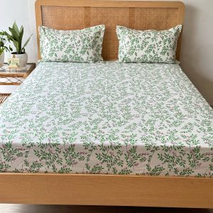 Red Cherry Cotton Printed Bedsheet With Bag