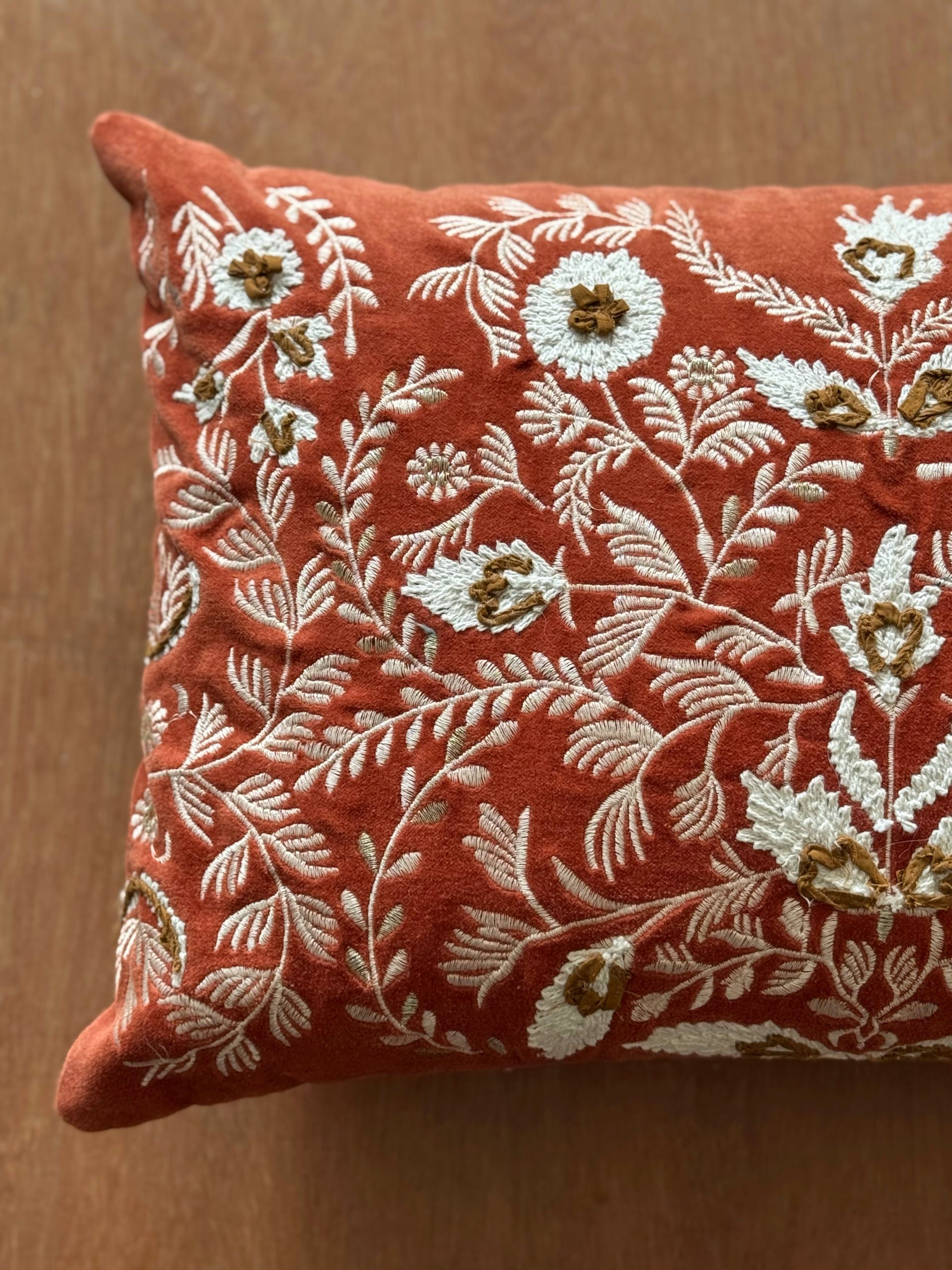 Brown Base Embroidery Cushion Cover (14 x 20 inch) 3 Brown Base Embroidery Cushion Cover (14 x 20 inch) - Image 3