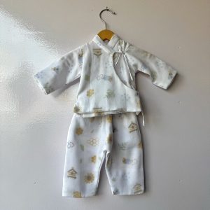 Honey Bee Print Three layer Malmal Baby Bhoto Set