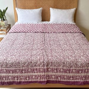 Purple Flower Cotton Filled Quilt
