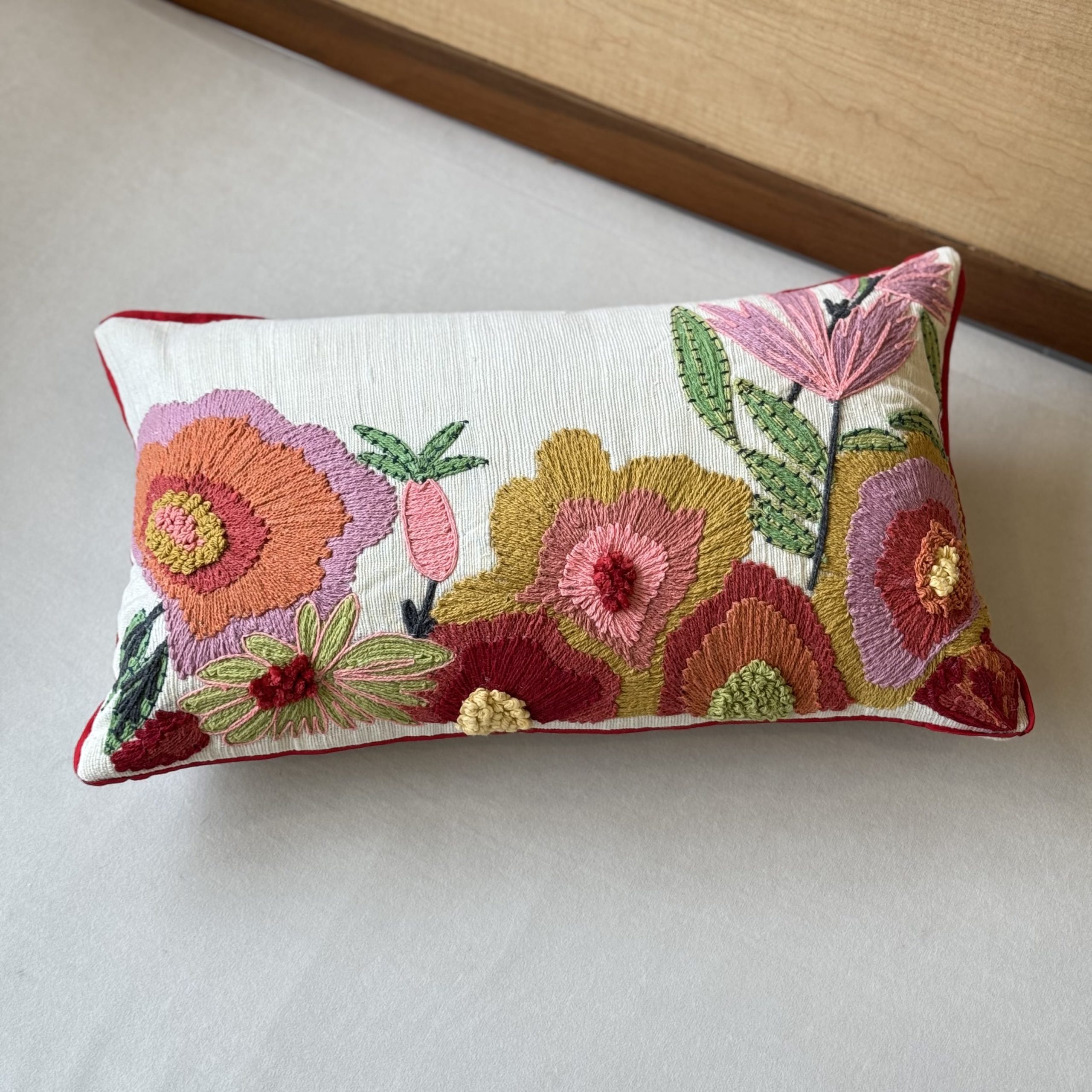 Flower Nursery Embroidery Cushion (13 x 20 inch) 2 Flower Nursery Embroidery Cushion (13 x 20 inch) - Image 2