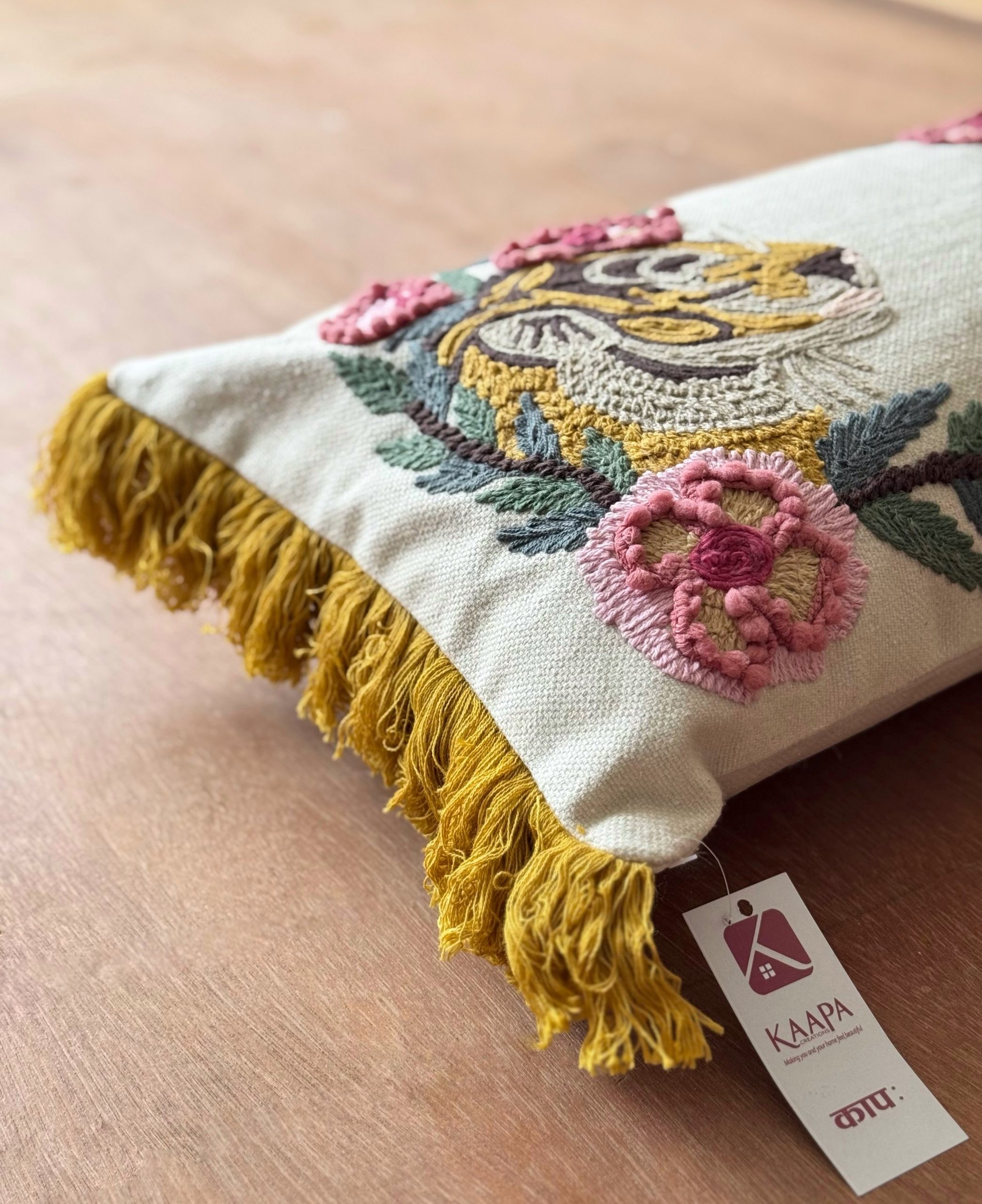 Tiger Pink Flower Embroidery Cushion (13 x 20 inch) 5 Tiger Pink Flower Embroidery Cushion (13 x 20 inch) - Image 5