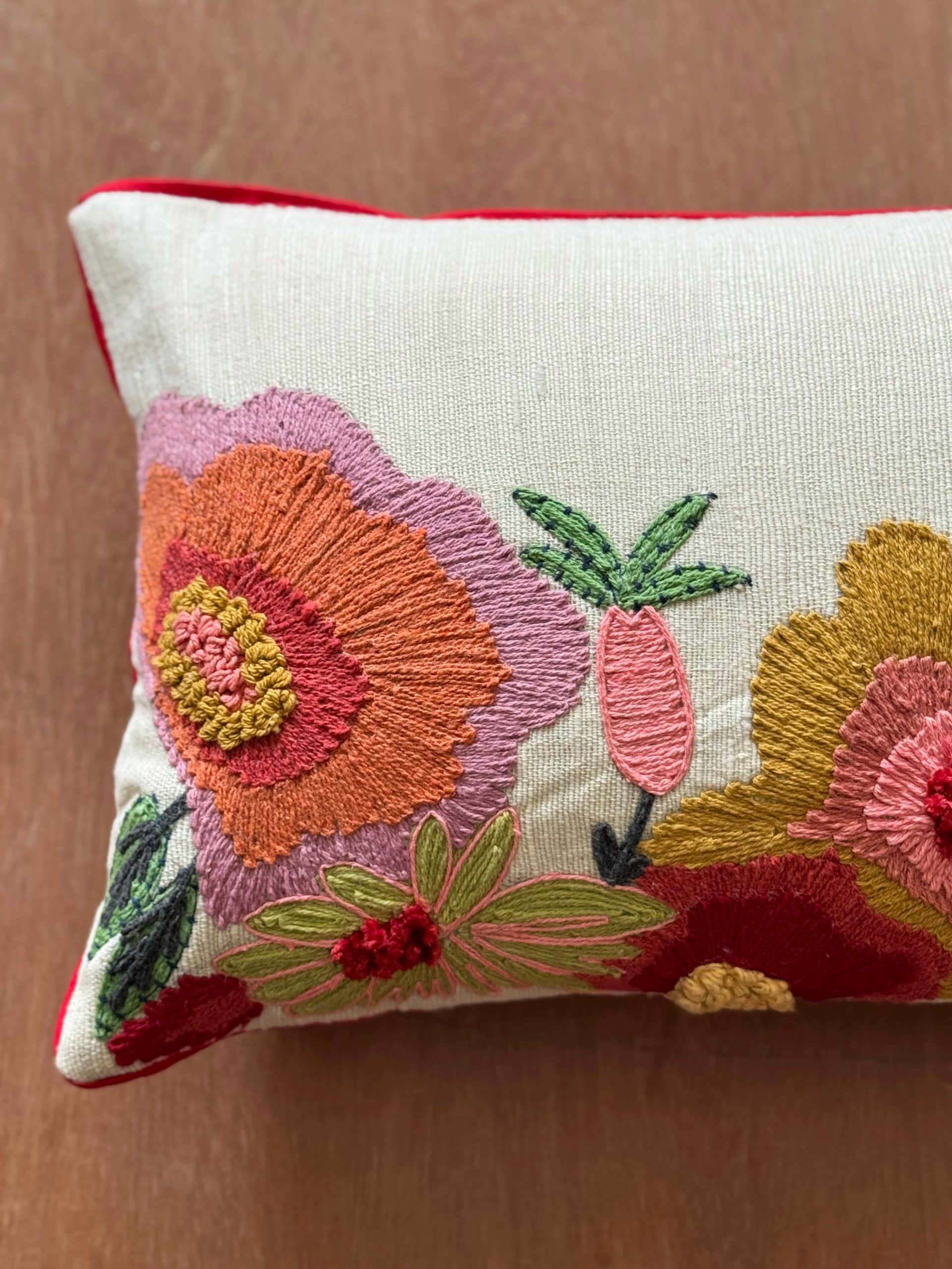 Flower Nursery Embroidery Cushion (13 x 20 inch) 4 Flower Nursery Embroidery Cushion (13 x 20 inch) - Image 4