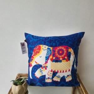 Blue Elephant Satin Cushion (16 x 16 inch)