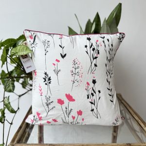Pink Lavender Piping Cotton Cushion (16 x 16 inch)