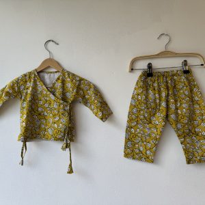 Yellow Flower Kids Dori Cotton Pyjama set