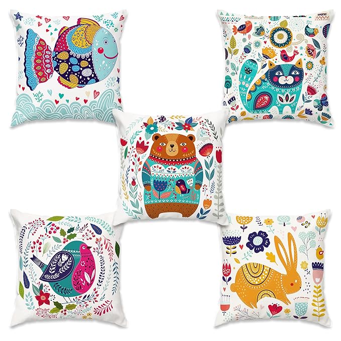 Teddy Bear Set Of 5 Cushion Cover Only (16 x 16 inch) 2 Teddy Bear Set Of 5 Cushion Cover Only (16 x 16 inch) - Image 2