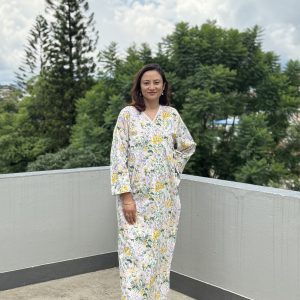 Flower Garden Cotton Wrap Gown