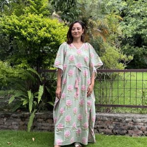 Rose Flower Cotton Simple Kaftan