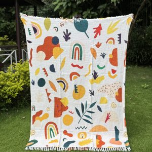Multi Creature Textured Cotton Throw Blanket