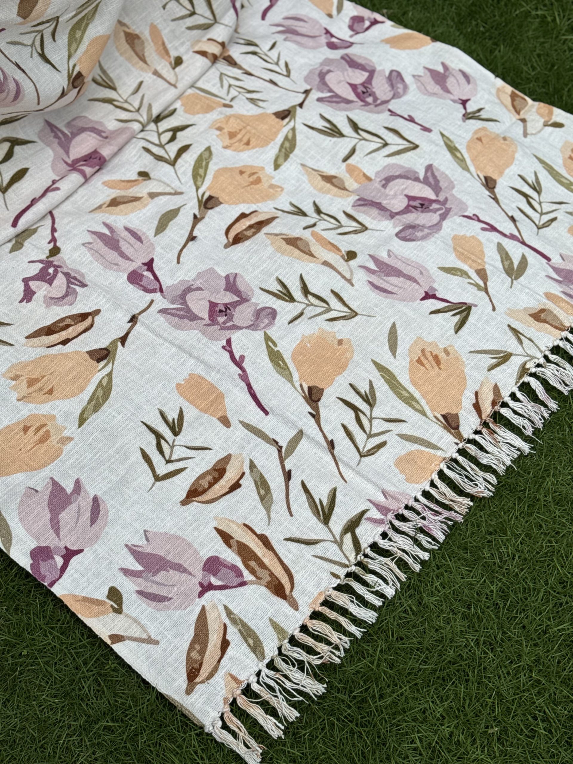 Purple Flower Textured Cotton Throw Blanket 3 Purple Flower Textured Cotton Throw Blanket - Image 3