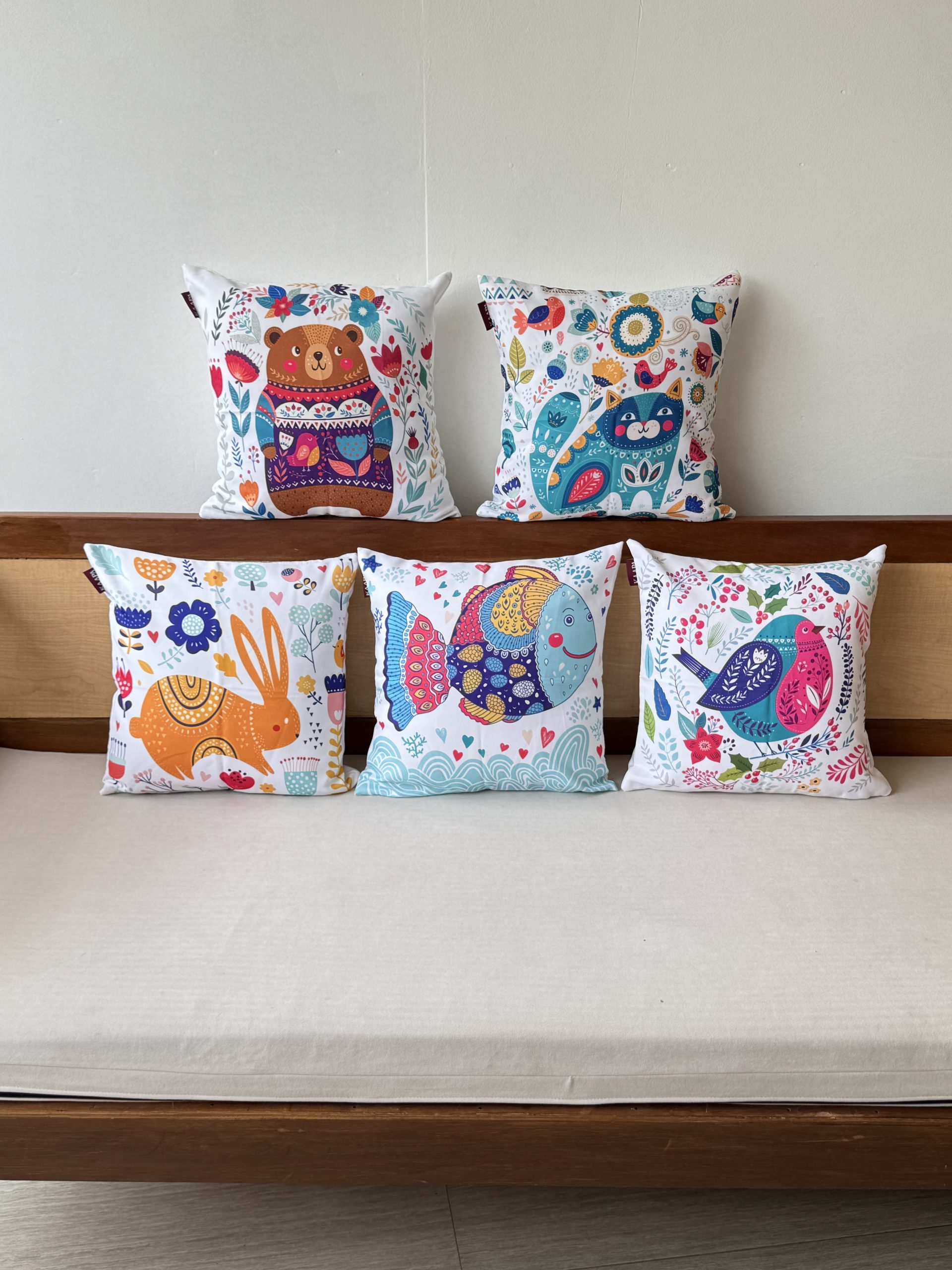 Teddy Bear Set Of 5 Cushion Cover Only (16 x 16 inch) 1 Teddy Bear Set Of 5 Cushion Cover Only (16 x 16 inch)